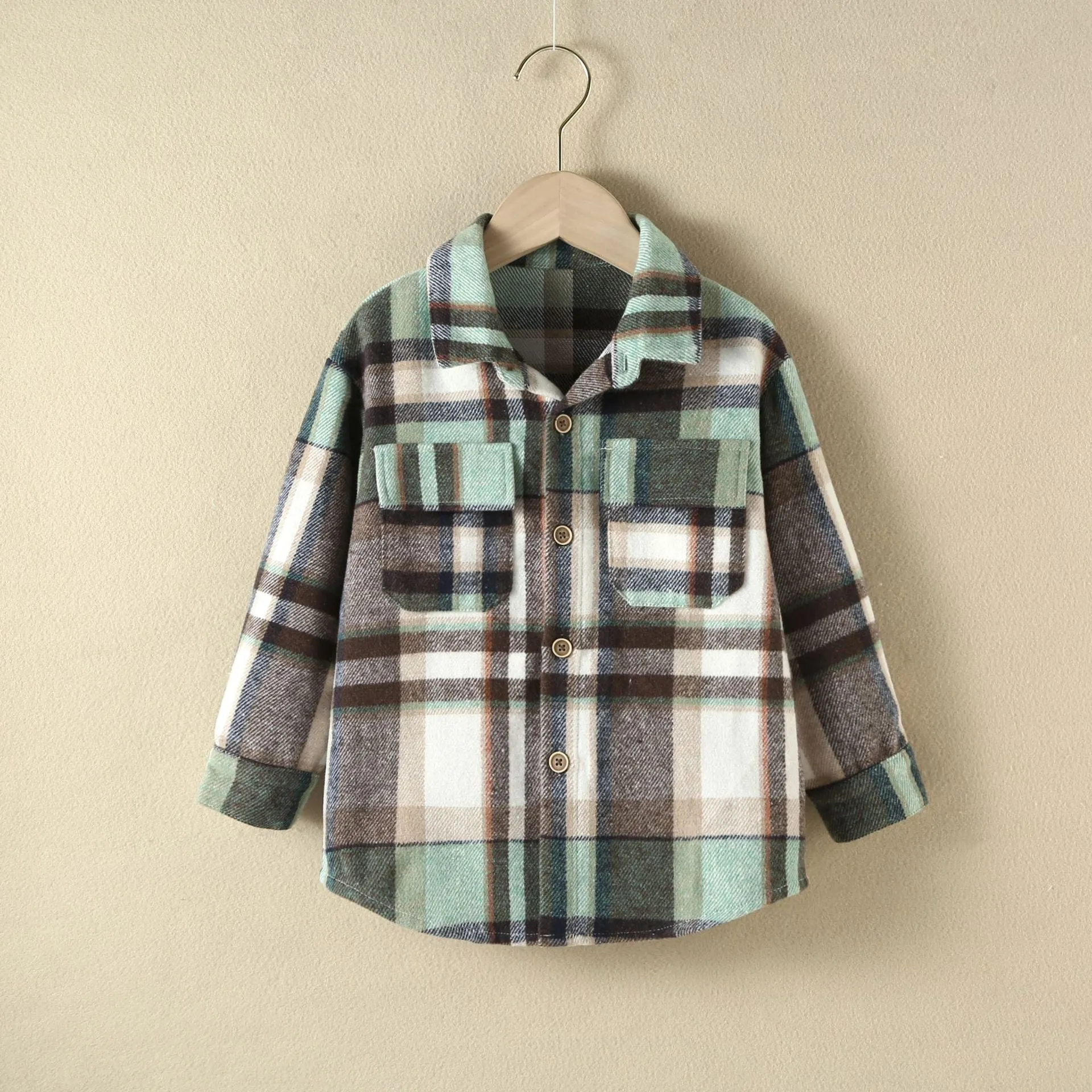 Toddler Boys Girls Cotton Colorful Plaid Shirt Top