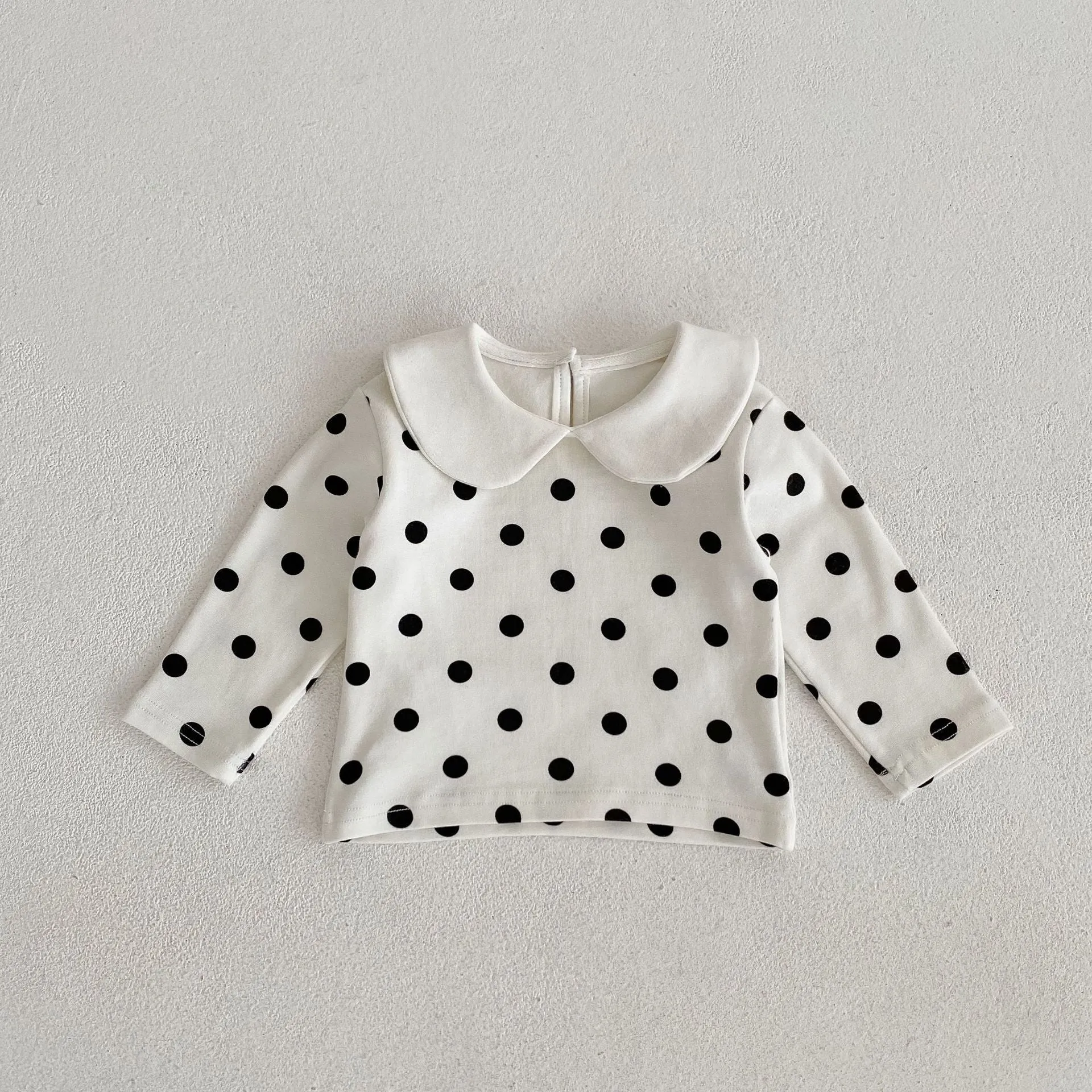 Toddler Kids Girls Solid Color Doll Collar Long-sleeved T-shirt Top