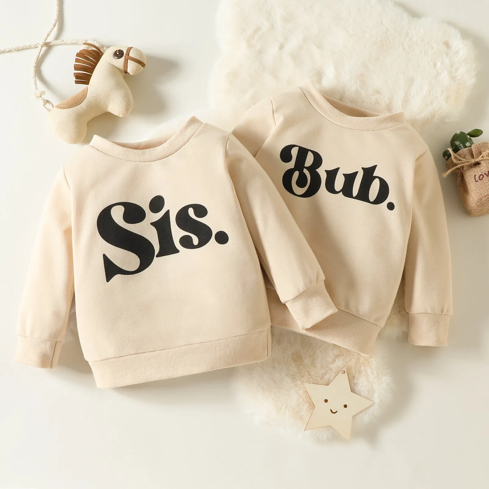 Toddler Kids Simple Letter Print Solid Color Sweater