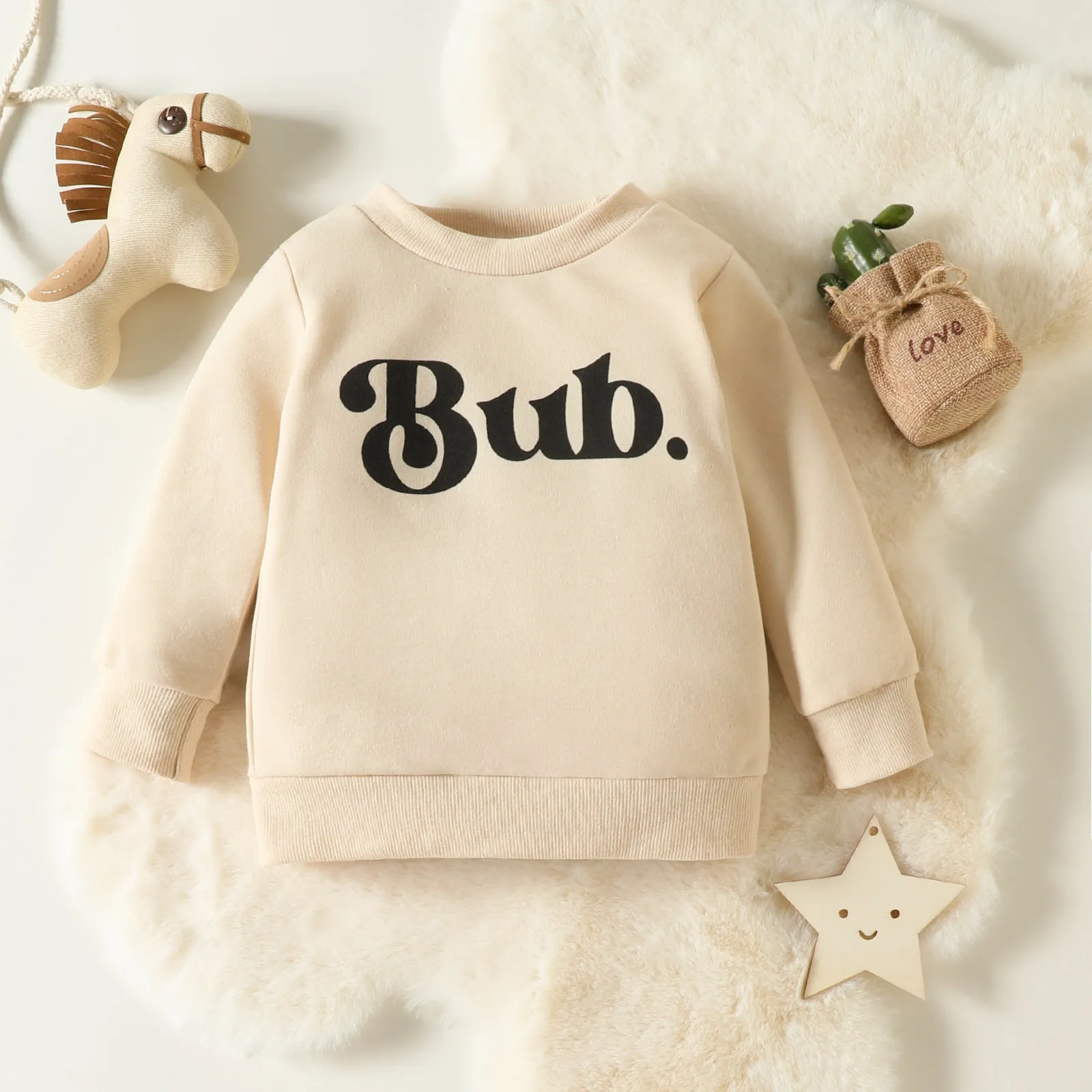 Toddler Kids Simple Letter Print Solid Color Sweater