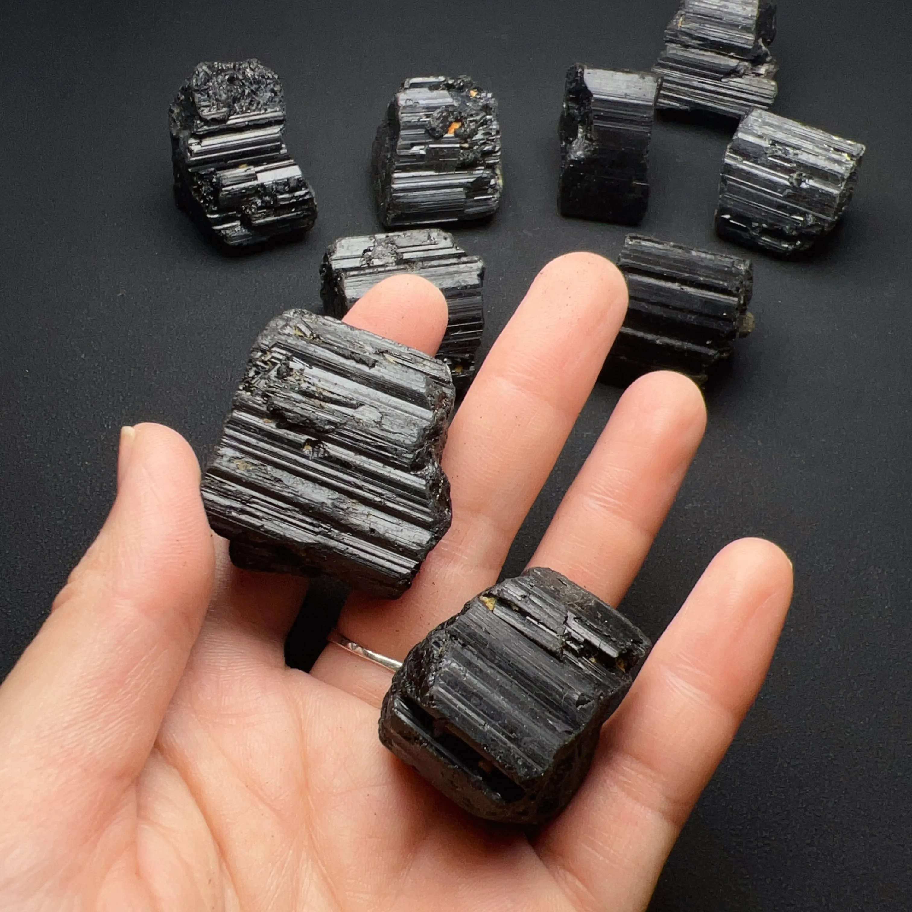 Top Grade Jet Black Tourmaline Raw Stone from Brazil | 1st Root Chakra Remove Negativity