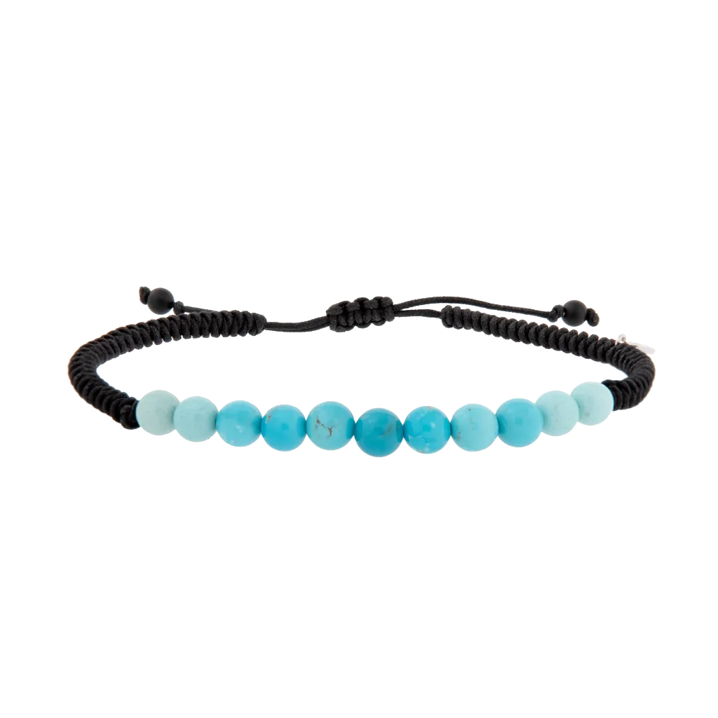 Turquoise Thick Black Cable Drawstring Bracelet