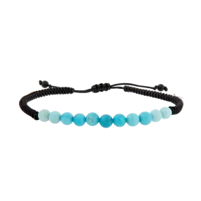 Turquoise Thick Black Cable Drawstring Bracelet