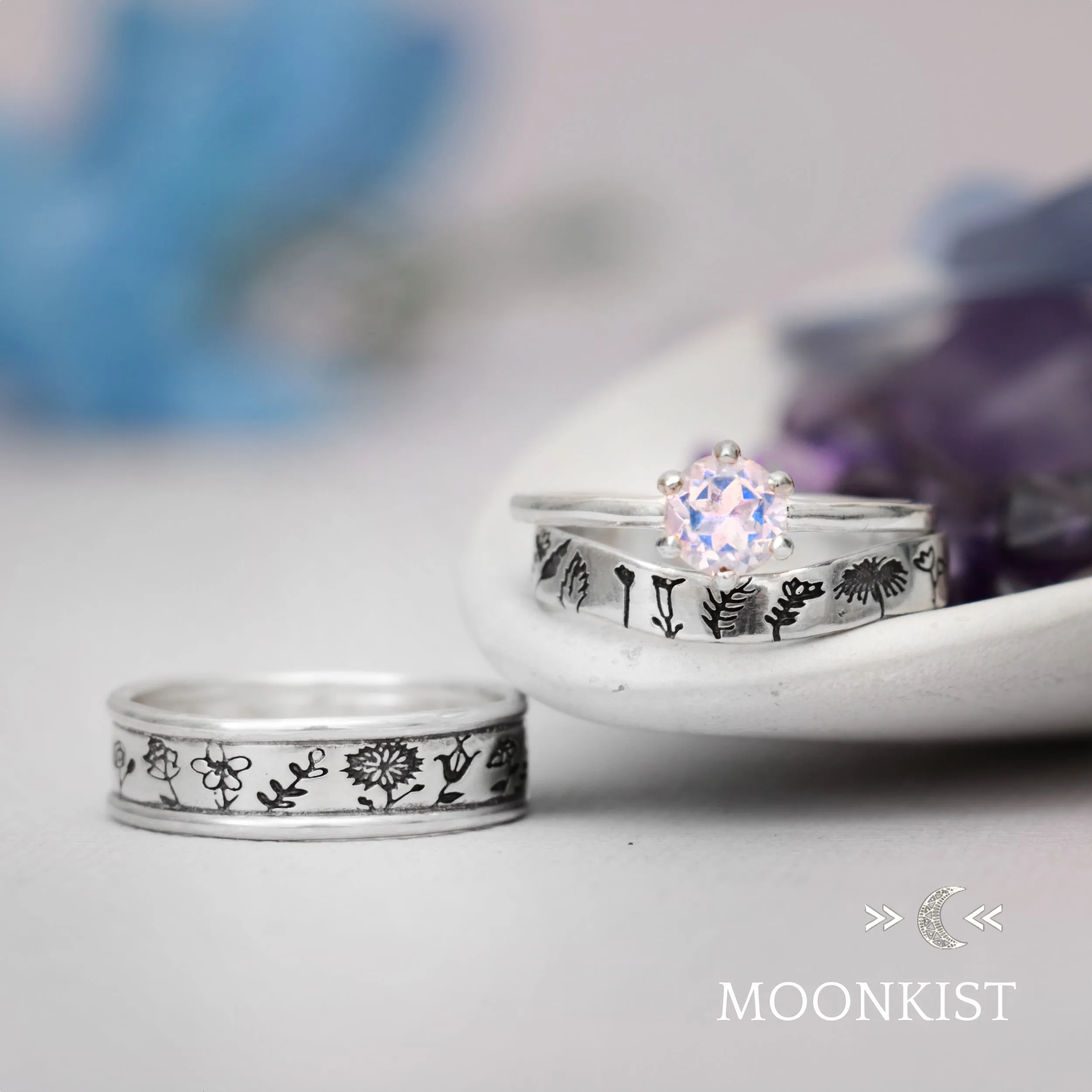 Wildflower Wedding Ring Set  | Moonkist Designs