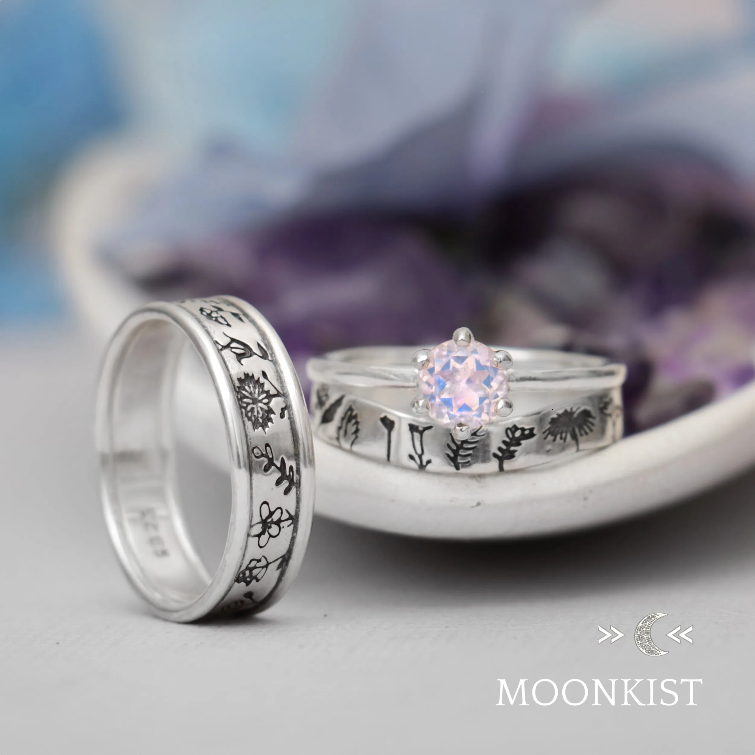 Wildflower Wedding Ring Set  | Moonkist Designs