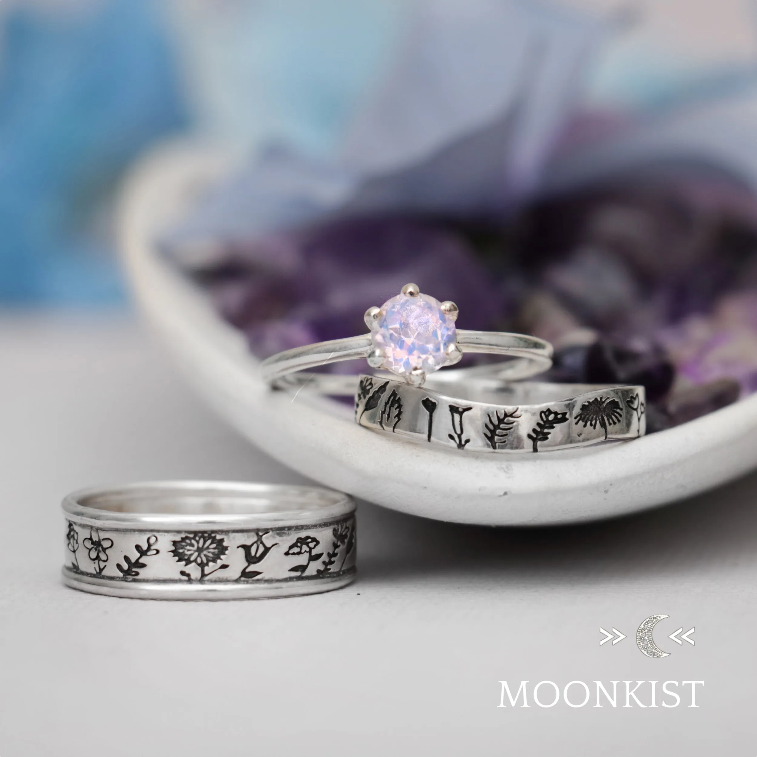 Wildflower Wedding Ring Set  | Moonkist Designs