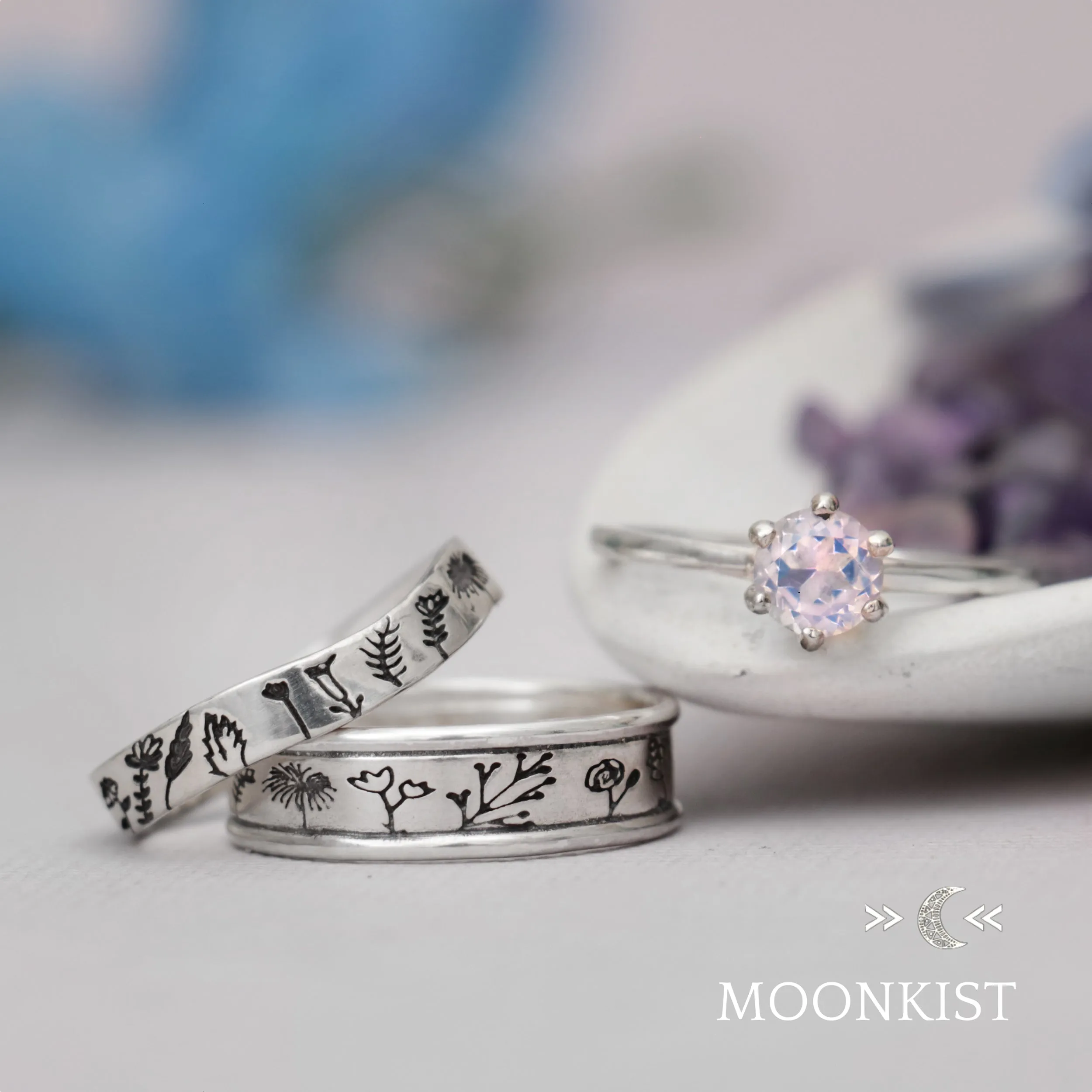 Wildflower Wedding Ring Set  | Moonkist Designs